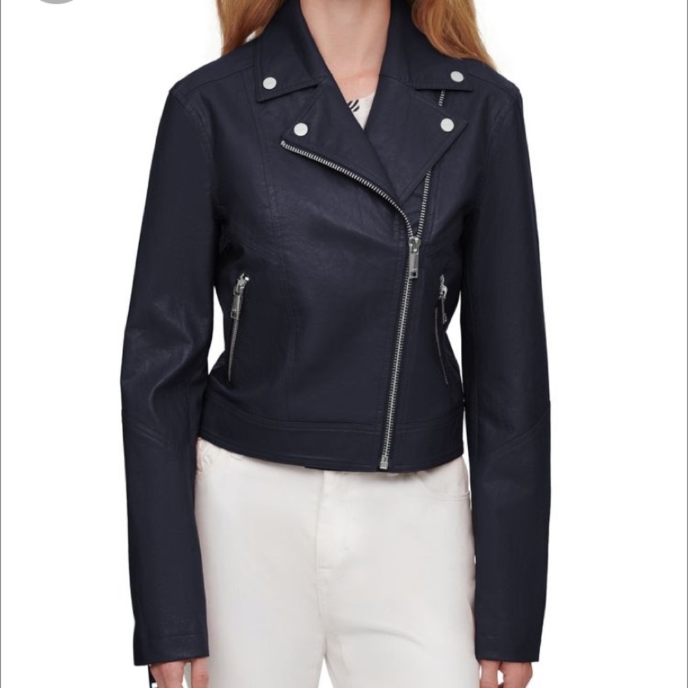 Dkny Cropped Moto Jacket Size Large